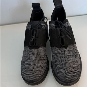 Eileen Fisher Wilson sneakers, knit mesh upper with a platform wedge sole.